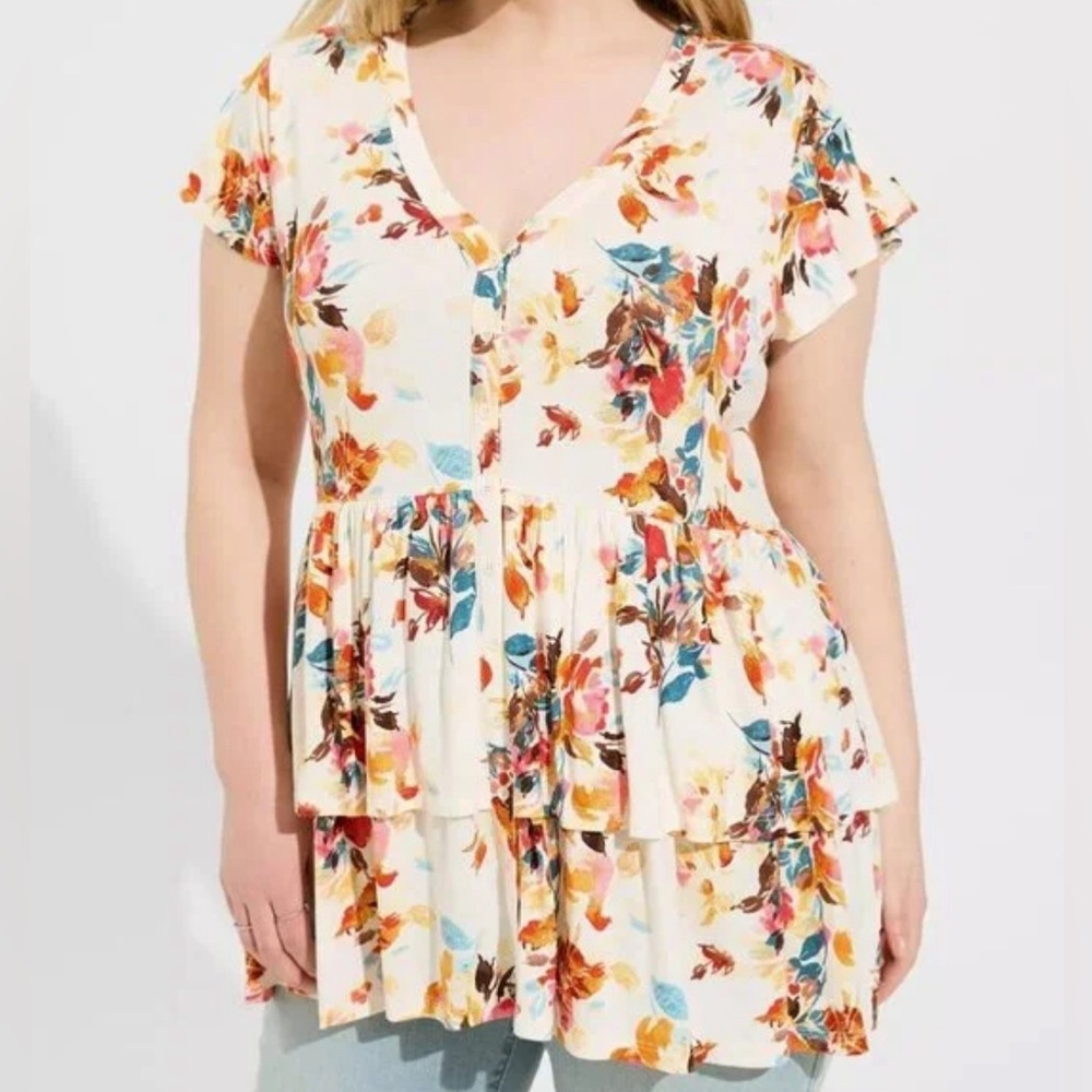 Torrid floral babydoll tunic top size 0/Lg